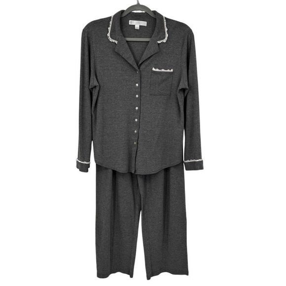Eileen West Long Sleeve 2 Piece Pajama Set Gray Size Medium - Picture 1 of 15